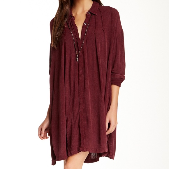 Free People Spin Me Shirt Dress Oversized Tunic - Picture 2 of 8